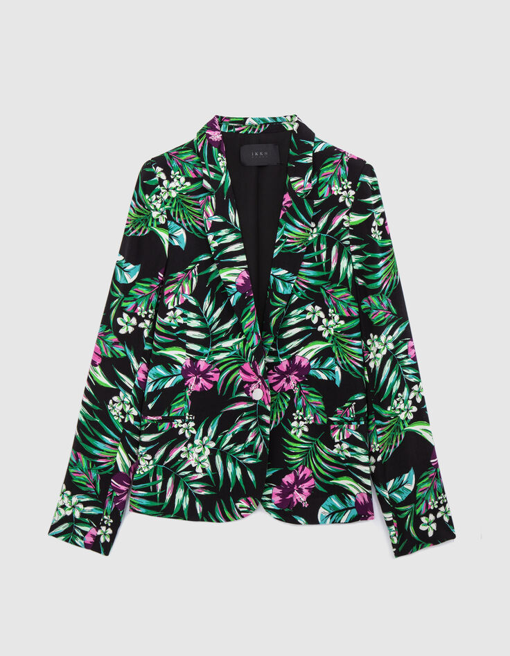 Women’s black LENZING™ ECOVERO™ jacket with tropical print-5