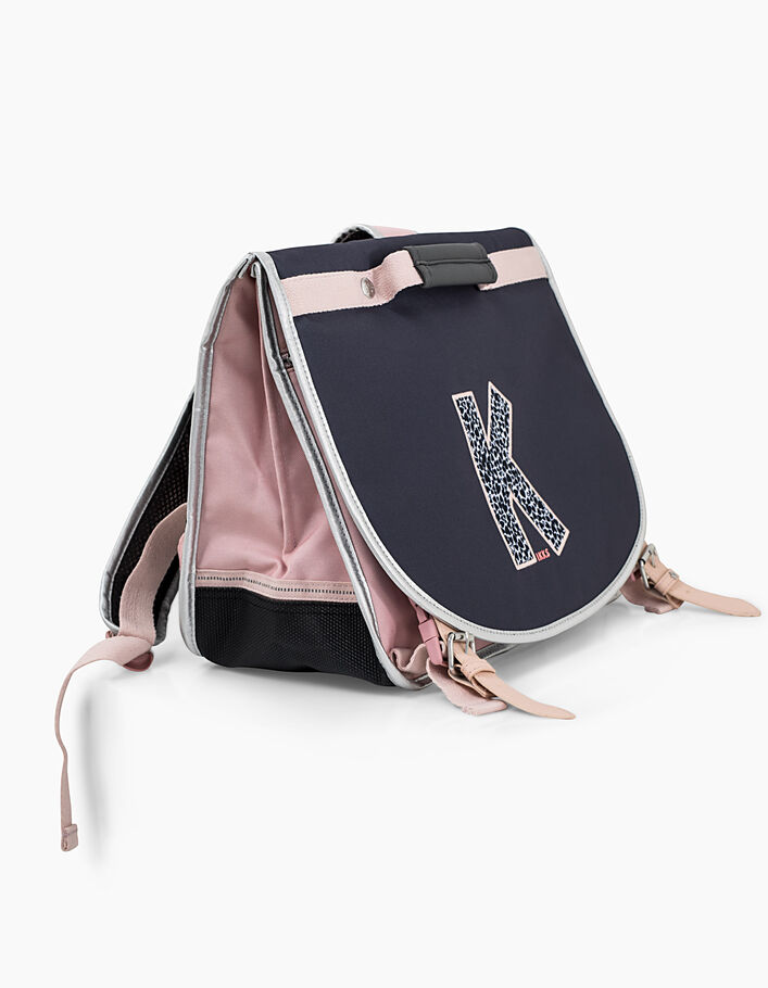 Girls’ 41cm powder pink and navy K satchel - IKKS