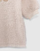Baby girls’ ecru Sherpa sweater dress with lettering-4
