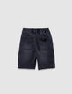 Grey denim shorts with elasticated waistband for boy-3