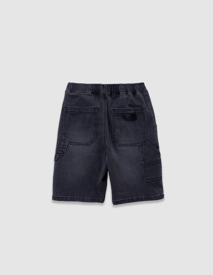 Grey denim shorts with elasticated waistband for boy-3