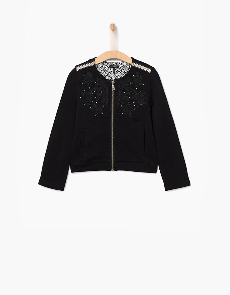 Girls’ black embroidered cardigan-3