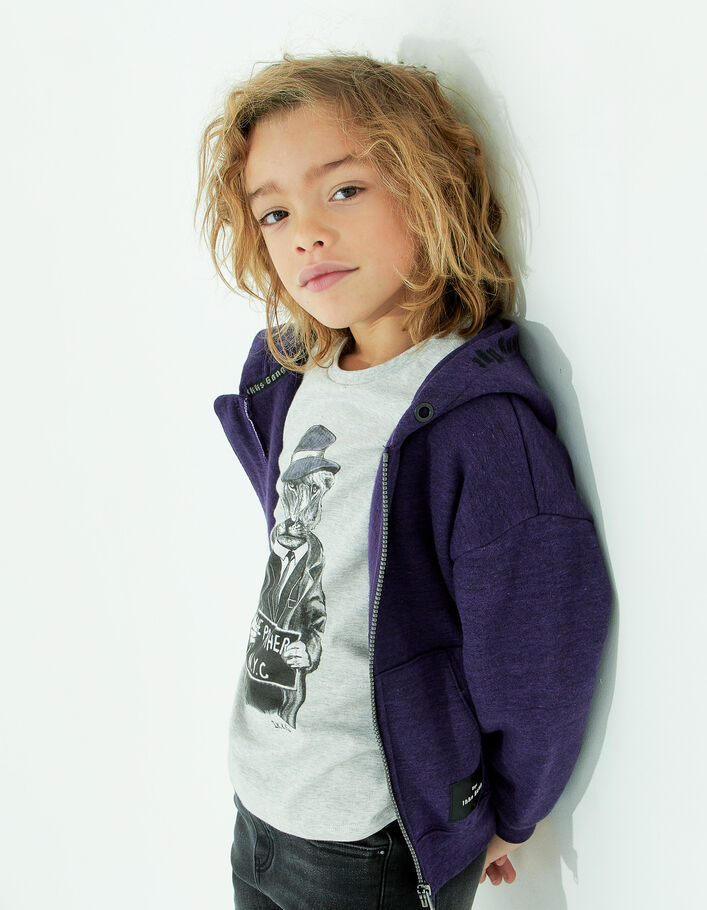Cárdigan violeta felpa bordado capucha niño-8