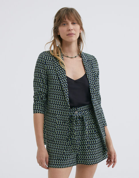 Zwarte blazer grafische print Dames