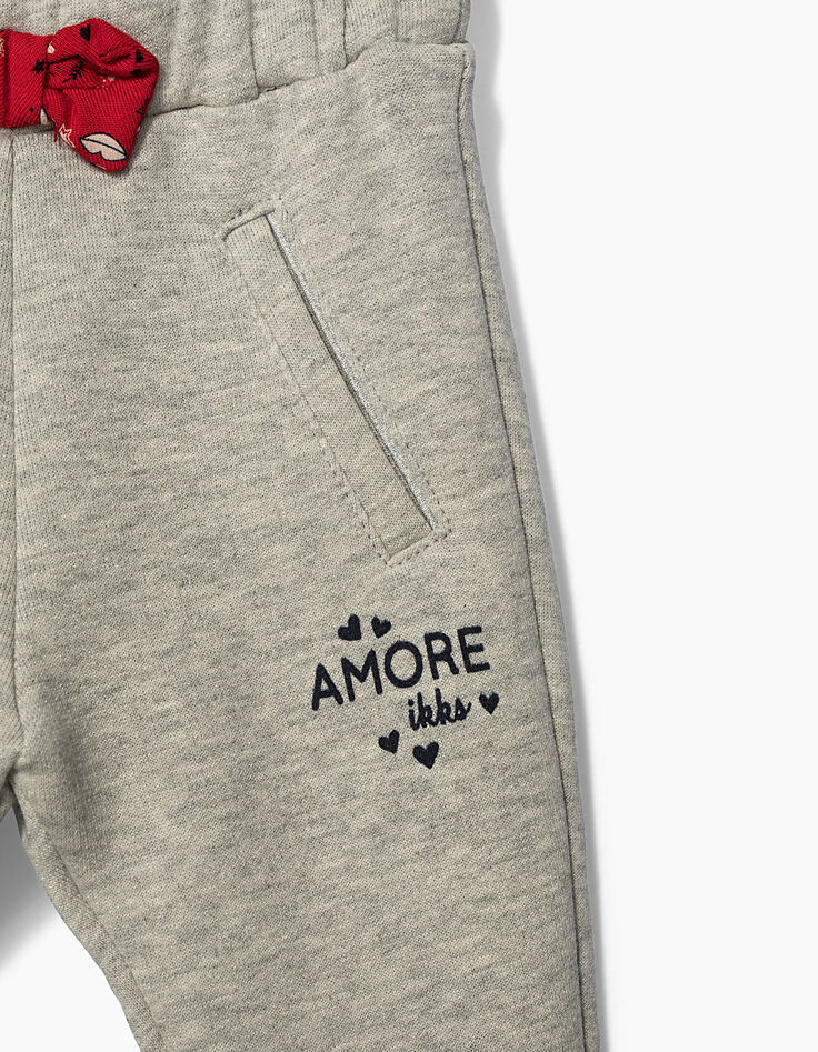 Pantalon gris en néo-molleton bébé fille-5 Pantalon gris en néo-molleton bébé fille-5