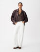 Jean bootcut blanc taille basse Femme-1