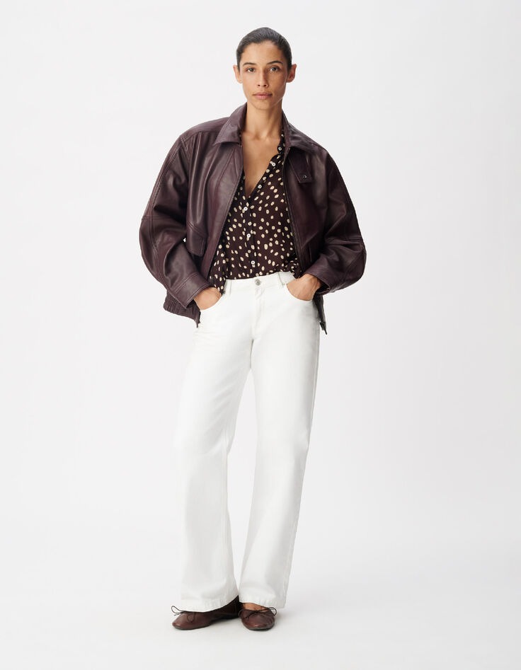 Jean bootcut blanc taille basse Femme-1