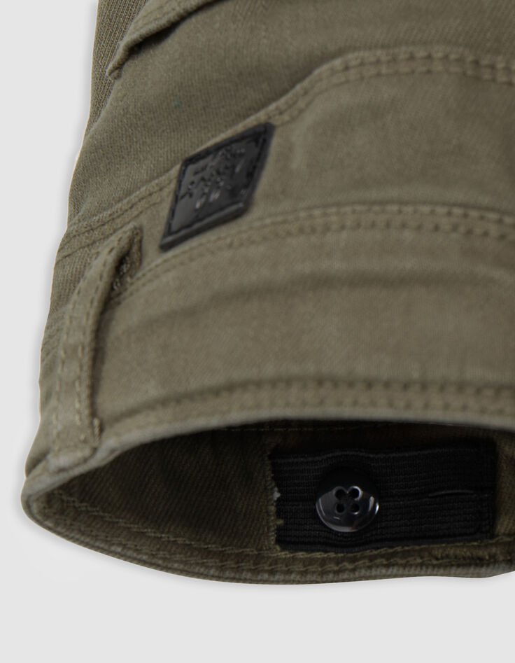 Jean upcyclé SLIM kaki ganses-bijou fille-5