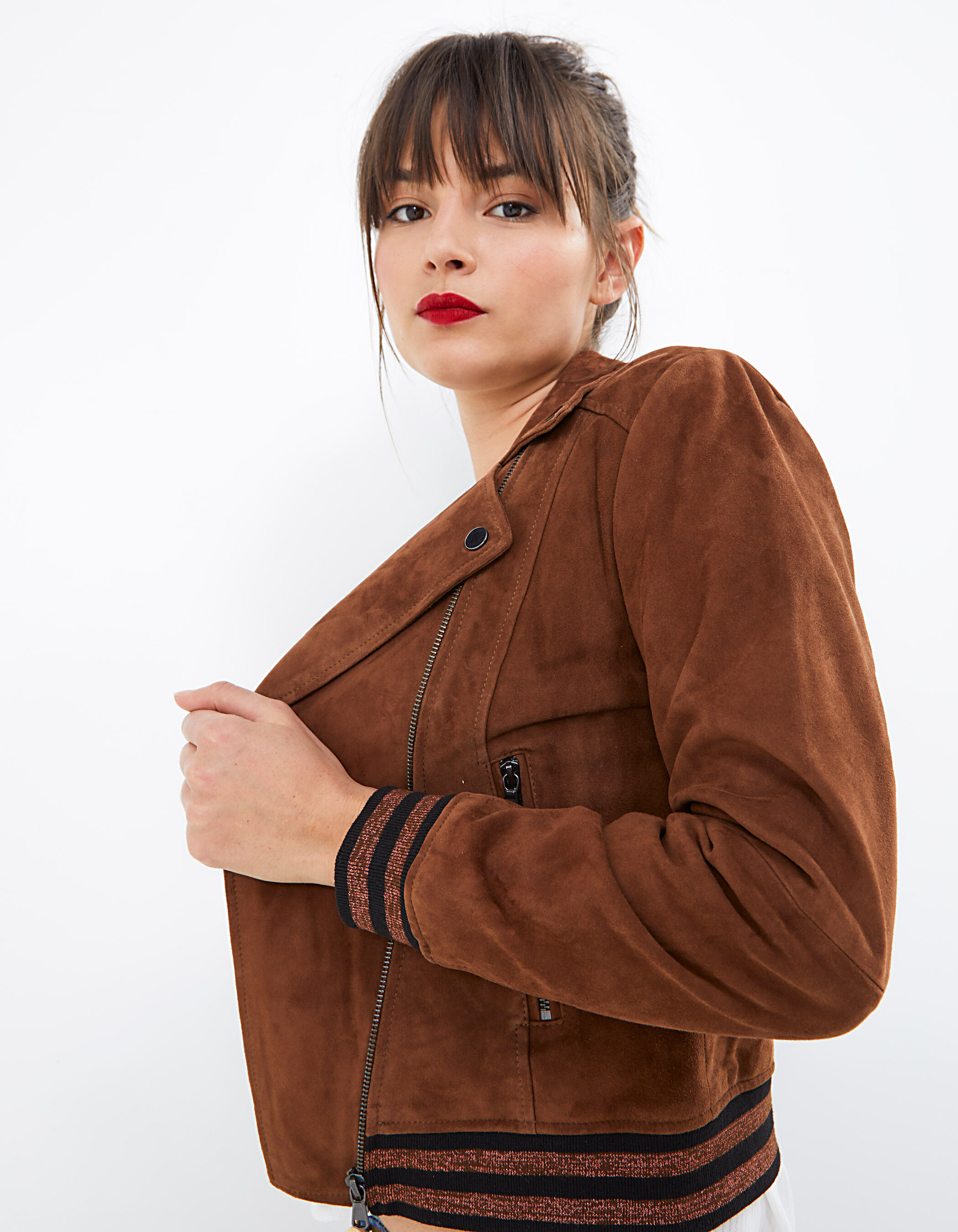 Cognac suede hotsell moto jacket