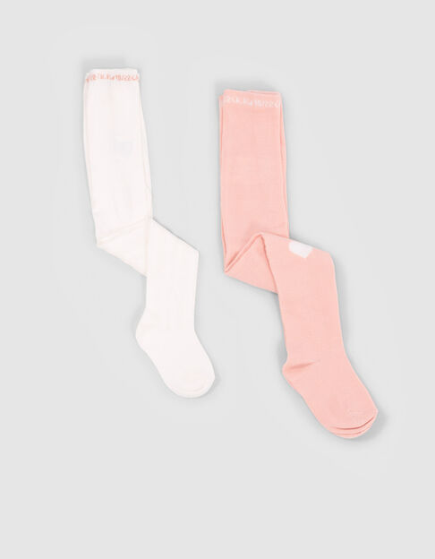 Baby girls' powder pink/white tights
