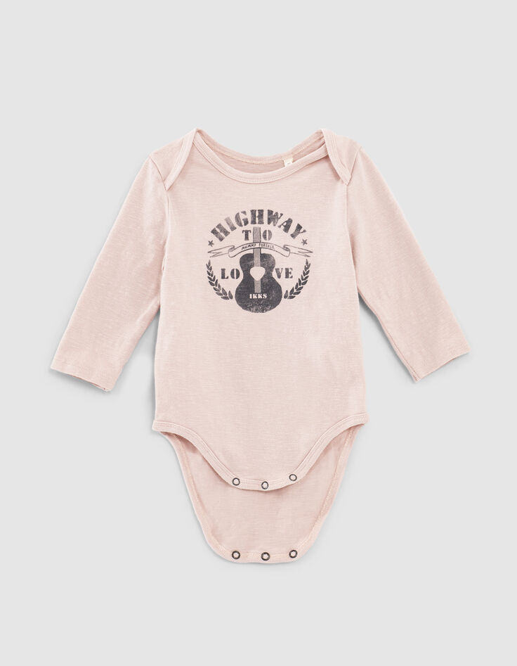 Baby’s light pink guitar graphic organic cotton bodysuit-3