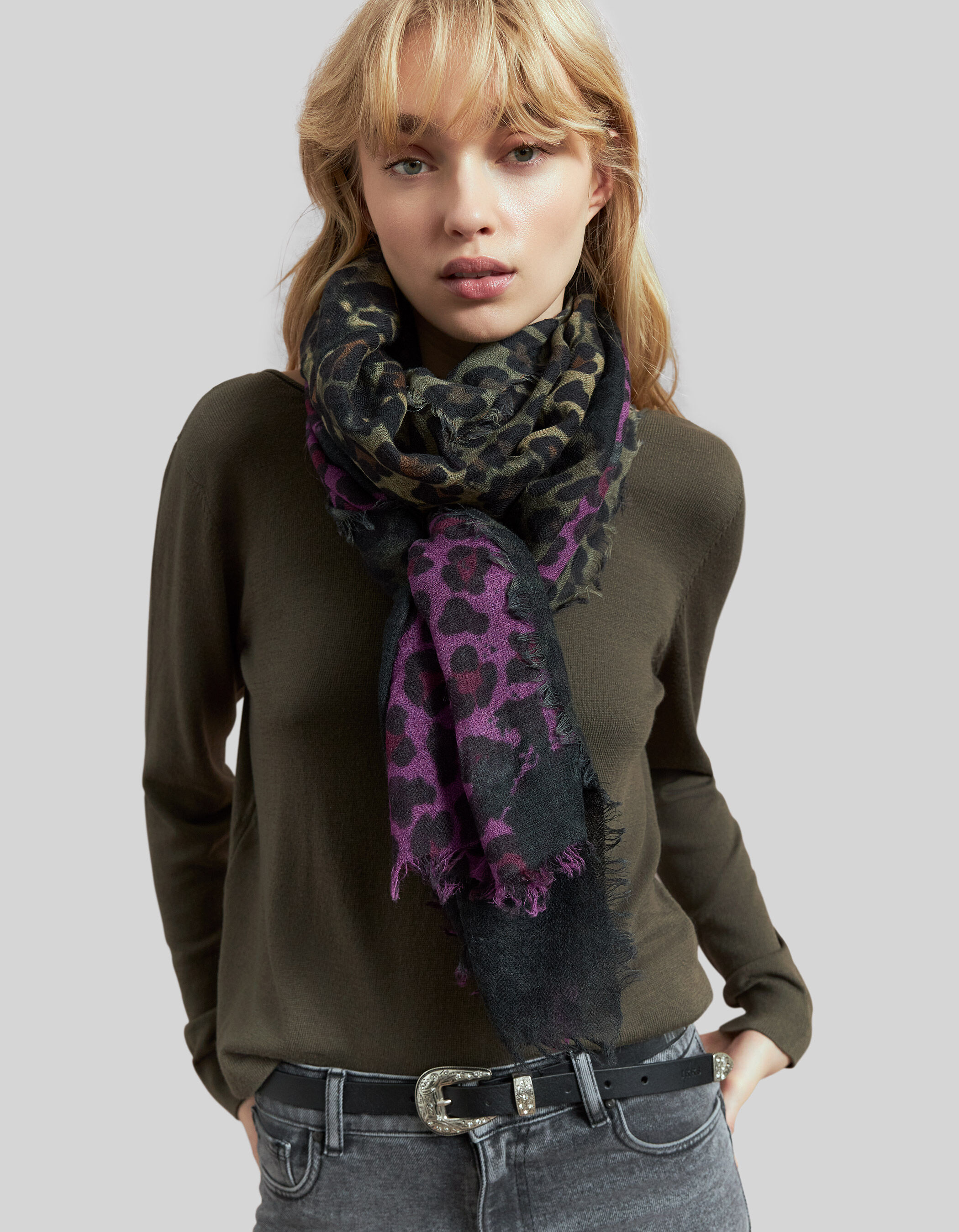 Foulard noir motif leopard bicolore Femme IKKS