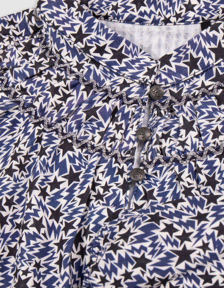 Girl’s ecru organic cotton stars-lightning print blouse-5 Girl’s ecru organic cotton stars-lightning print blouse-5