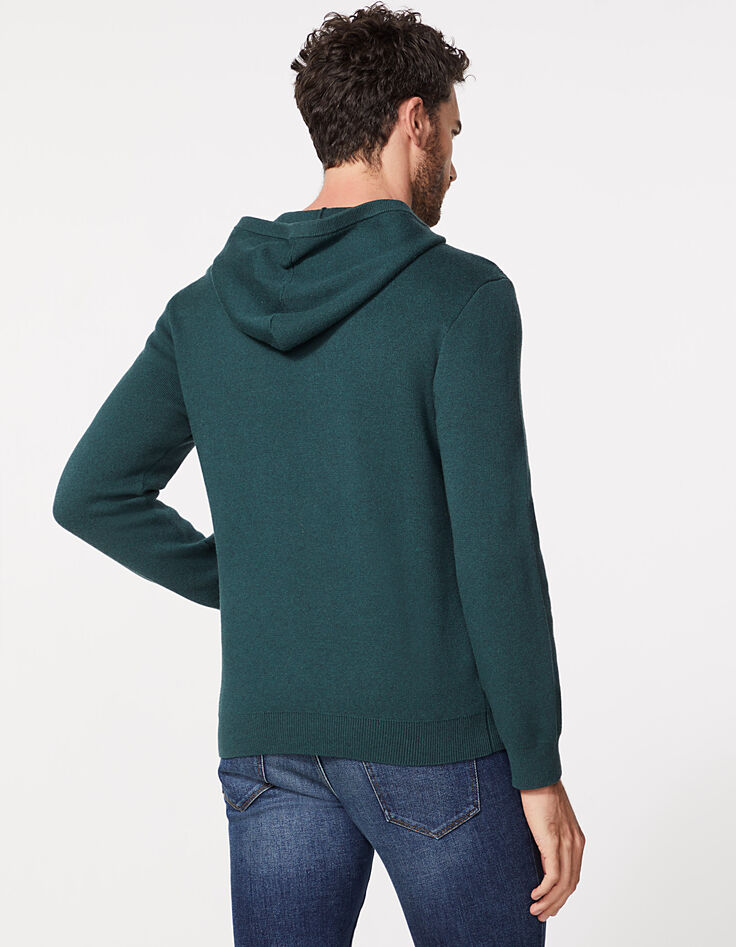 Men’s racing green knitted hooded sweater-3