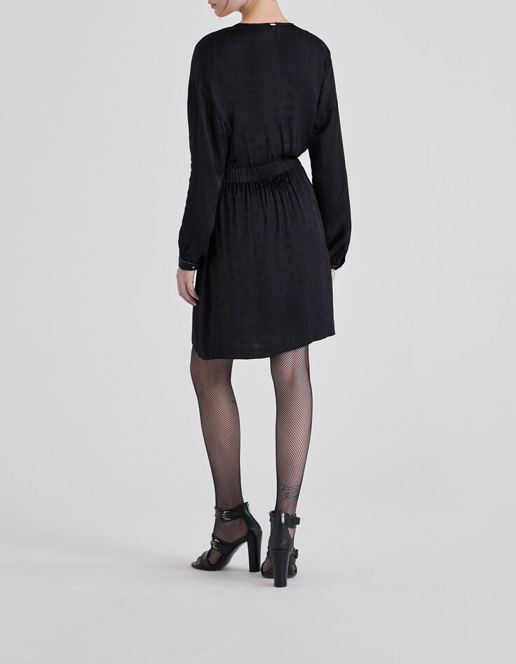 Robe portefeuille noire jacquard motifs rock Femme-3