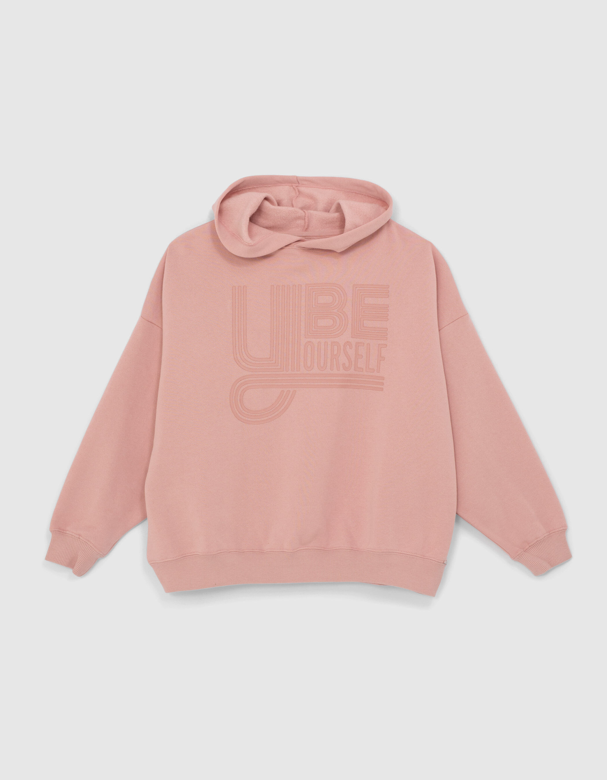 Girls powder pink XL flocked slogan hoodie