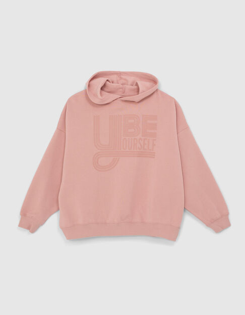 Puderrosa Mädchensweatshirt mit Maxi-Schriftzug