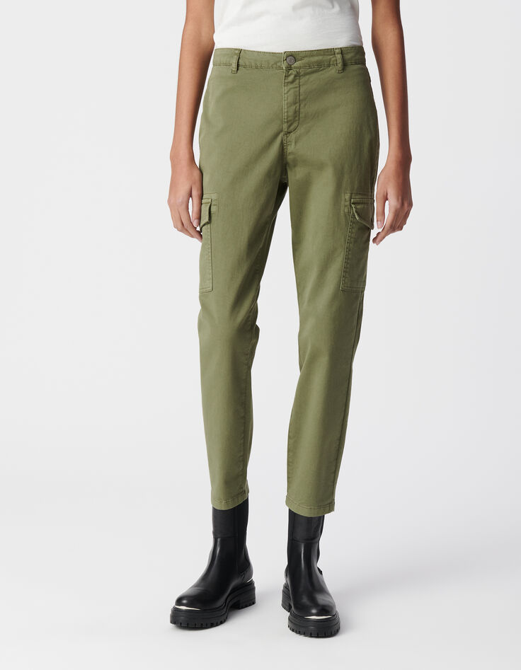 Kaki battle jeans cropped Dames-4