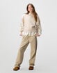 Girls’ beige knit sleeveless sweater-1 Girls’ beige knit sleeveless sweater-1