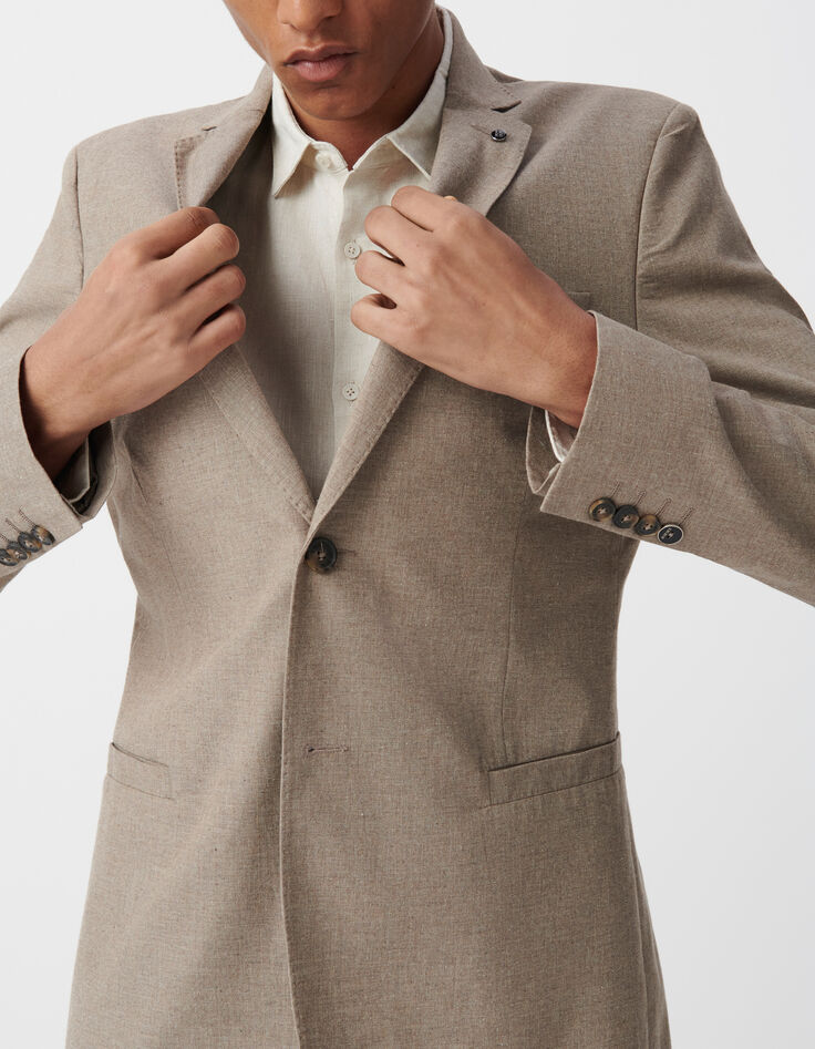 Men’s beige cotton marl blazer-2