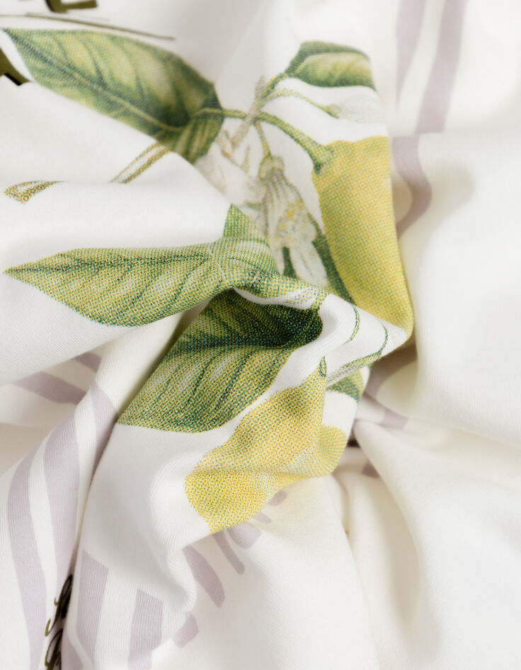 Round neck t-shirt white organic cotton visual lemons Women-8