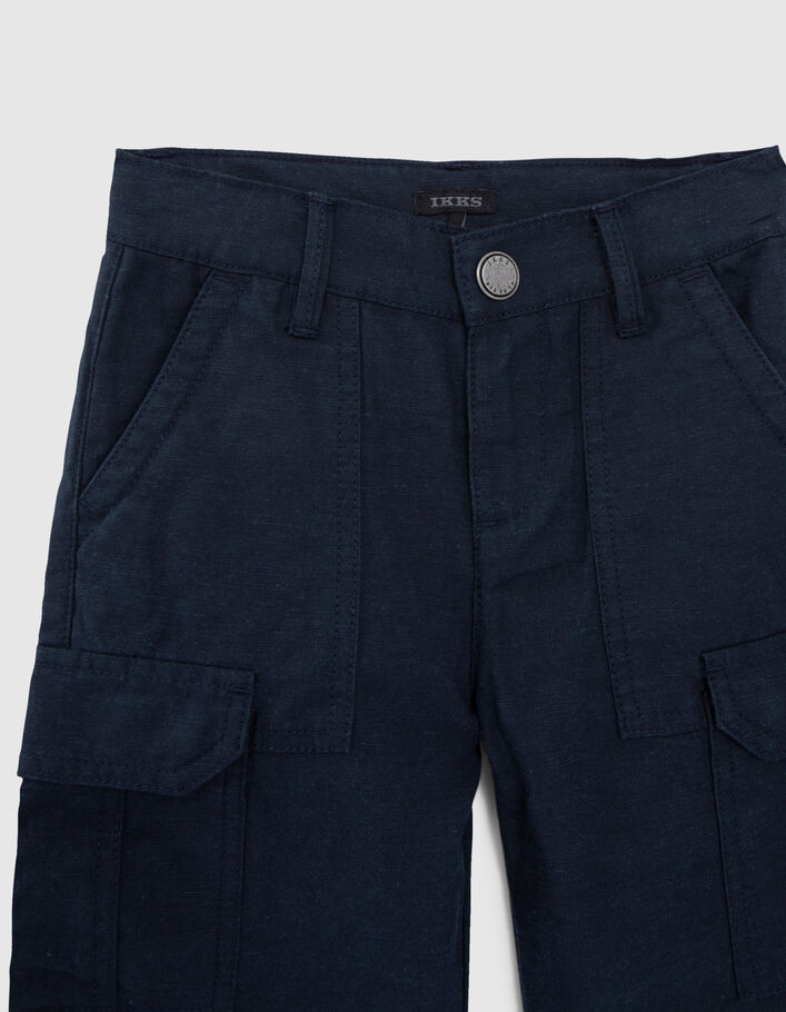Boys Black Cargo Pocket Denim Bermuda Shorts