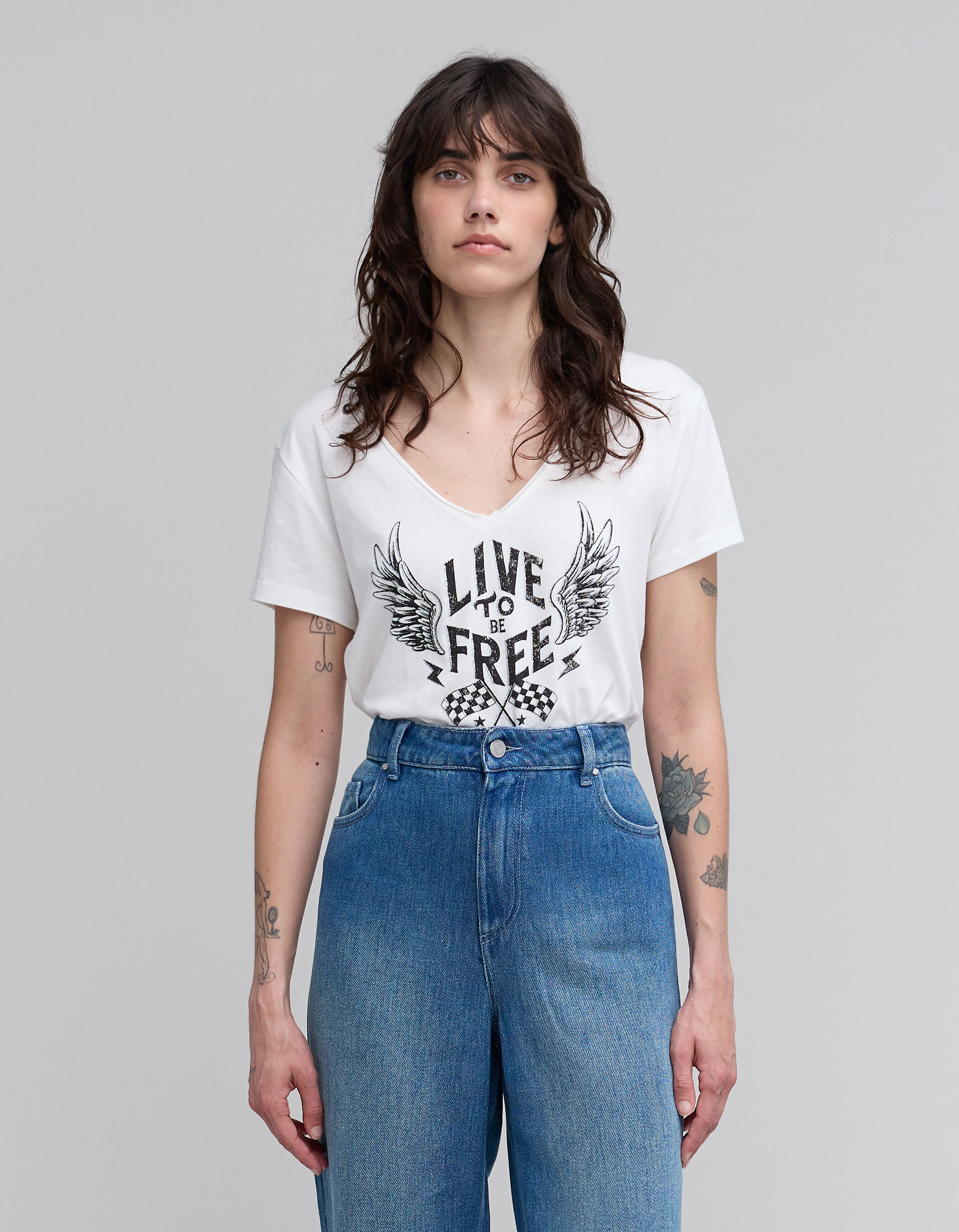 Camiseta blanca mensaje alado Mujer IKKS