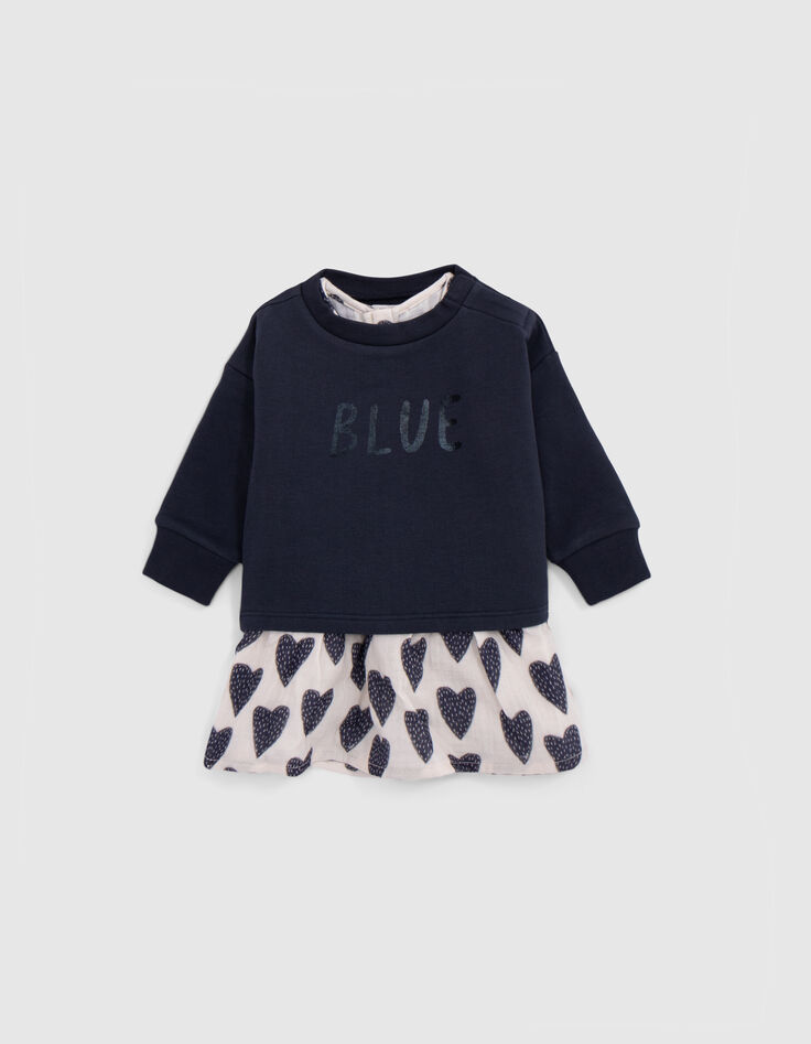 Robe 2-en-1 allover coeurs et sweat bébé fille-2