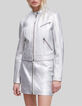 Women&rsquo;s silver leather zipped jacket-6
