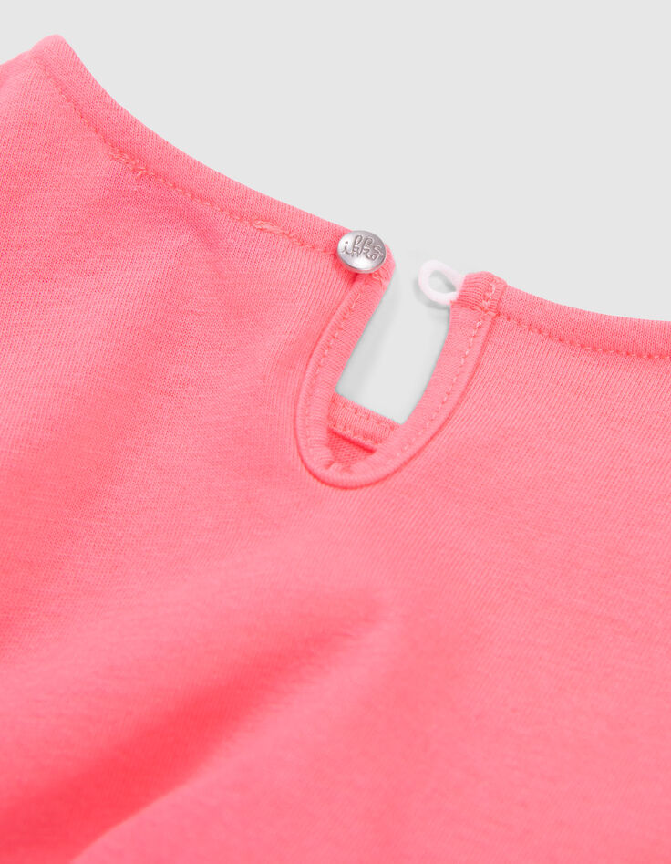 Neonrosa Mädchenkleid mit zweifarbigem Schriftzug-6
