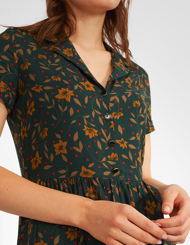Robe vert pinegreen imprimé Fleurs Rock I.Code-4