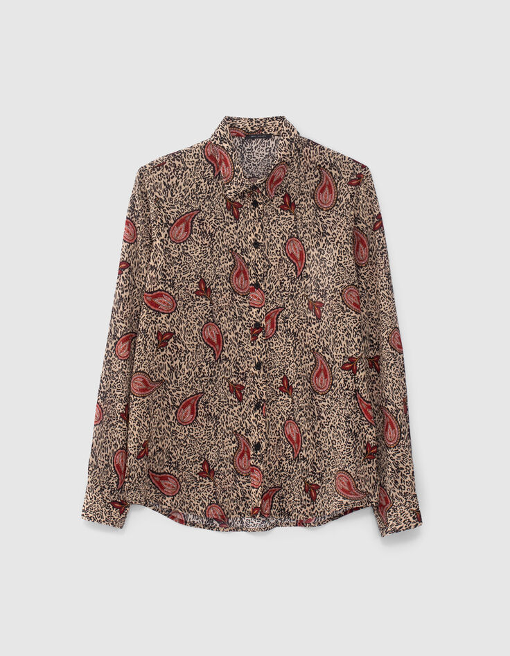 Women’s ecru recycled paisley leopard print shirt-6