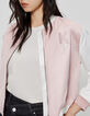 Blouson teddy rose et blanc badges et broderies dos Femme-2