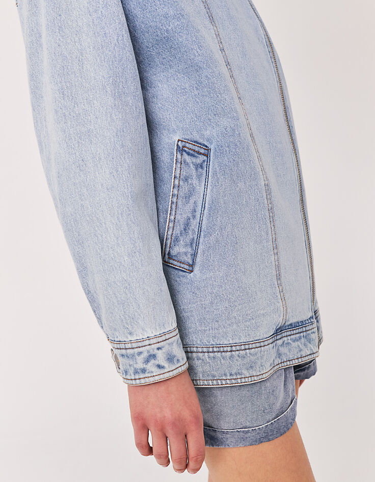 Cazadora denim acid wash capucha mujer-4