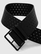 Ceinture large noire en cuir perforé Femme-2