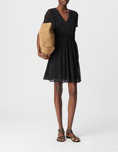 Women's black pleated detail dress - IKKS