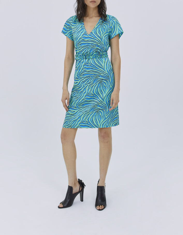 Women’s turquoise zebra print sack dress - IKKS
