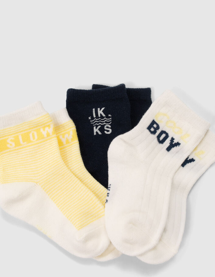 Chaussettes marine, blanches et jaunes bébé garçon - IKKS