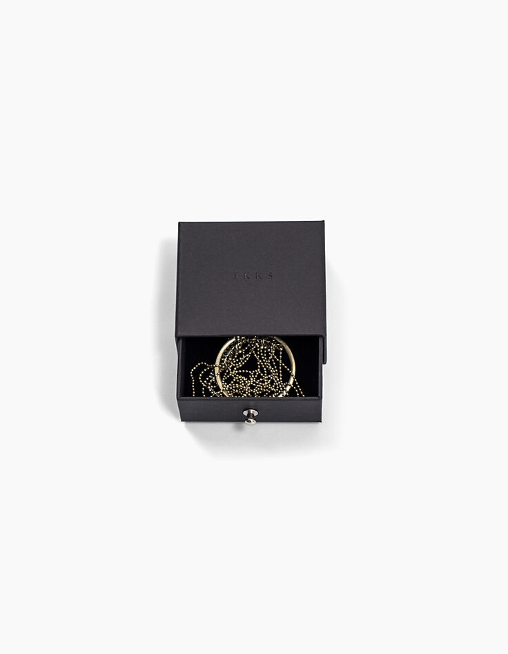 Collier sautoir antik gold anneau et franges perlées femme-5