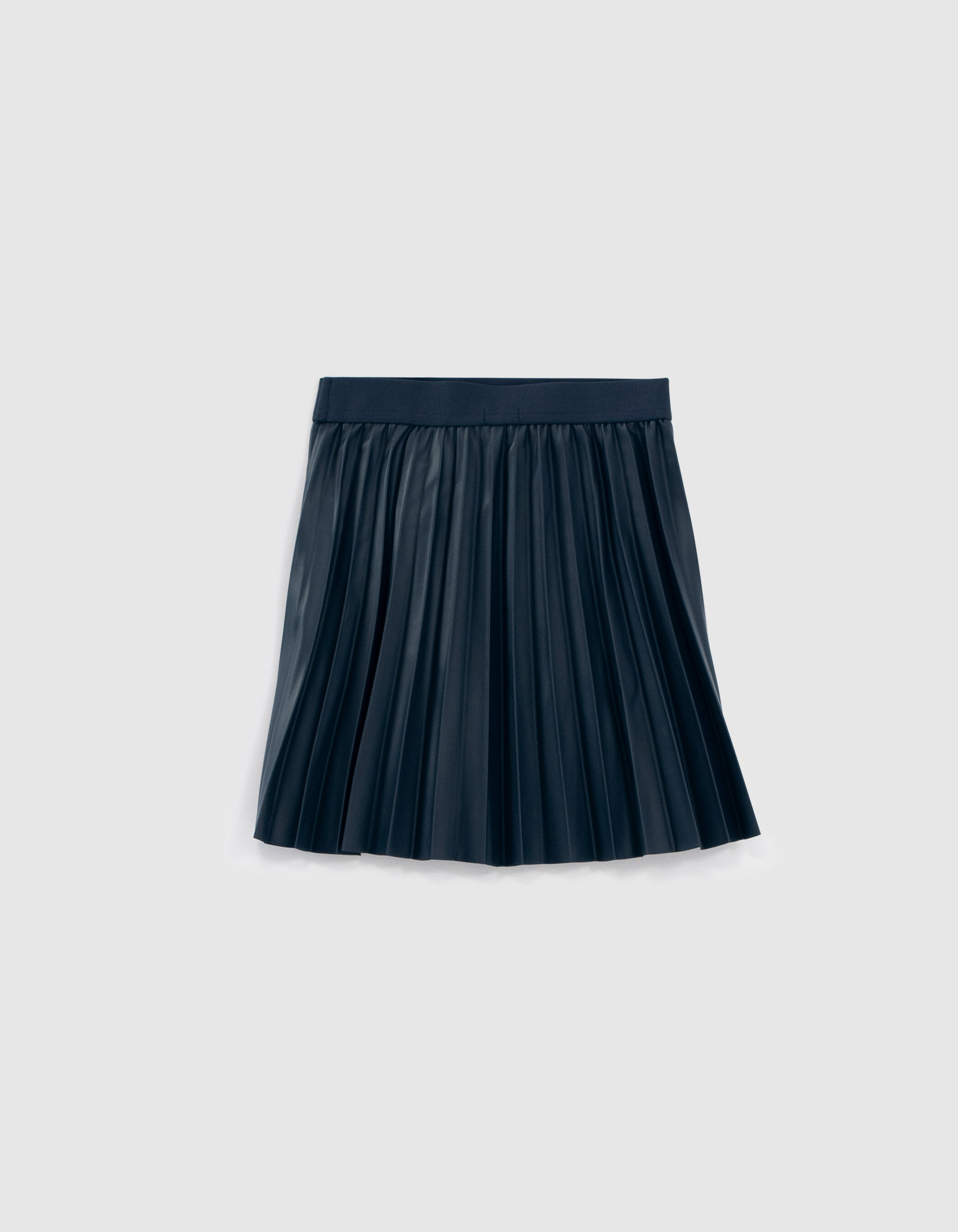 Girls dark navy pleated short skirt