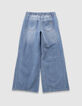 Girls’ blue wide-leg jeans with elasticated waist-3