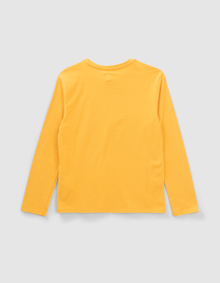Gelbes Jungenshirt aus Biobaumwolle mit Schriftzügen-3
