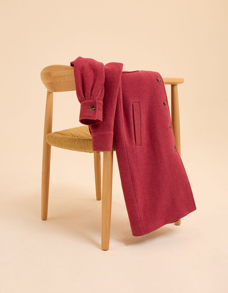 Manteau long rose motif rayures I.Code-8