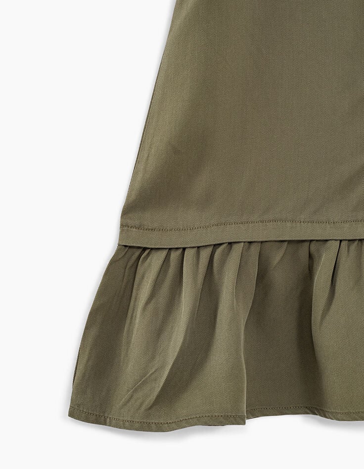 Vestido bronce con tachuelas y bordados detrás niña-5