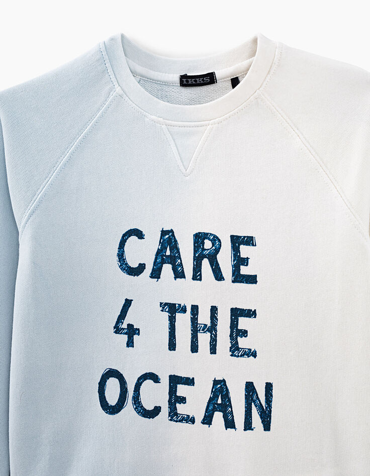 Sweat blanc cassé deep dye à message garçon-3