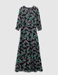Lange zwarte jurk maxi bloemen Dames-5