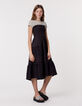 Jupe longue noire smocks à la taille fille-1