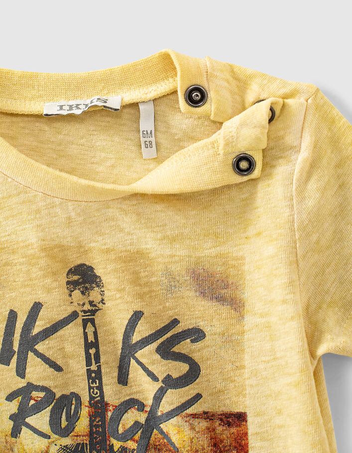 Baby boys’ wheat guitar on photo image organic T-shirt - IKKS