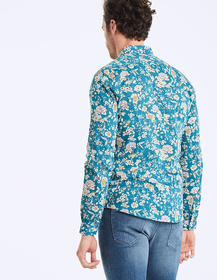 Men's turquoise Liberty floral slim shirt-4
