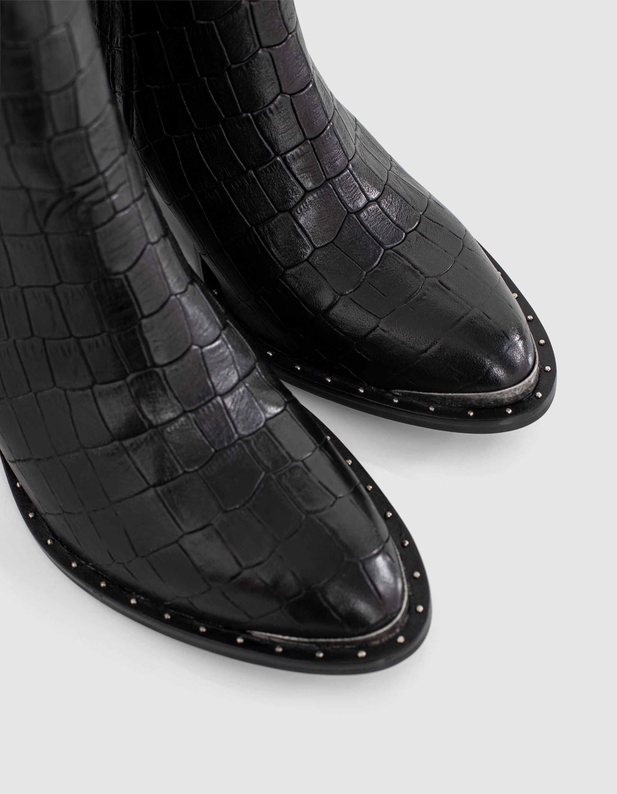 Bottines cuir effet croco clearance